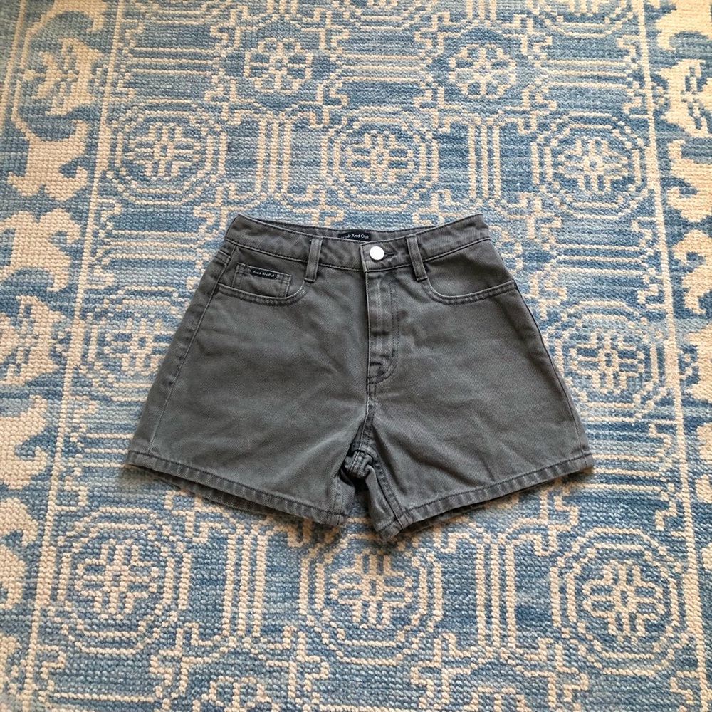 Charcoal High Rise Denim Shorts